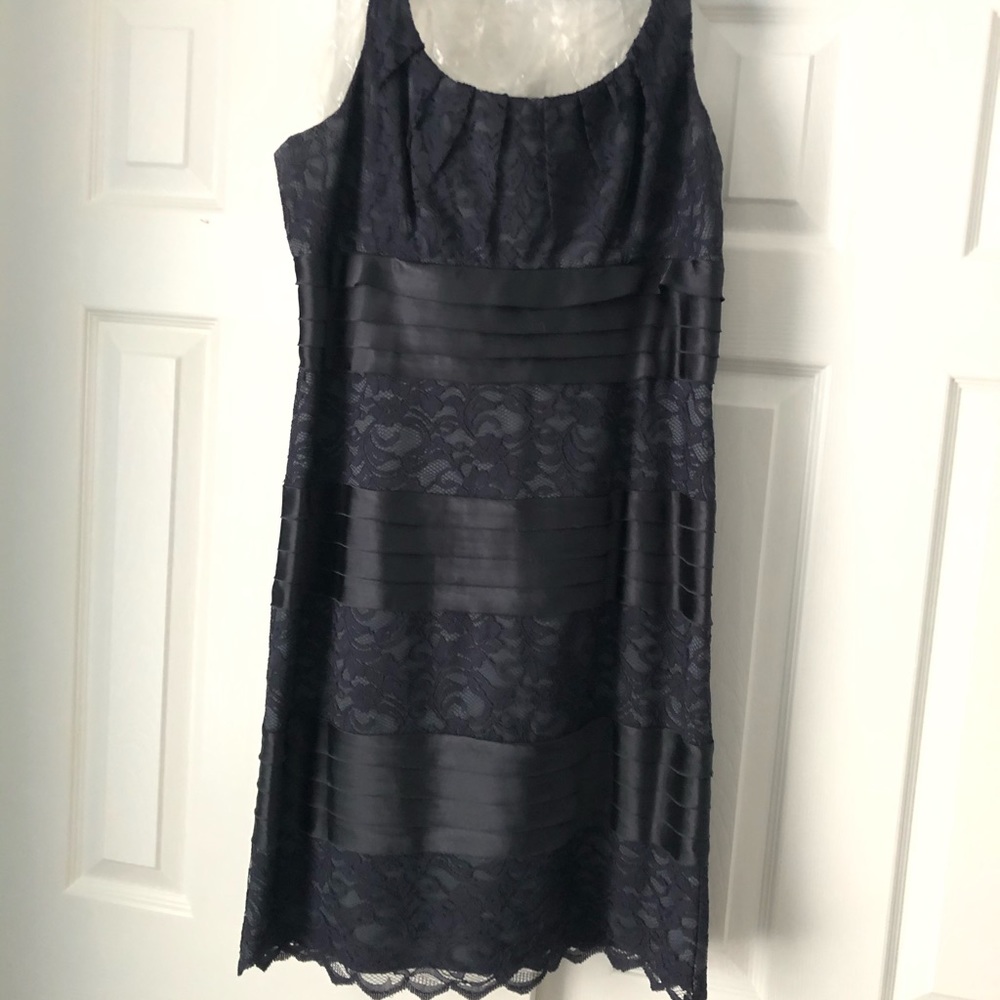 S L Fashion navy lace cocktail dress size size 14